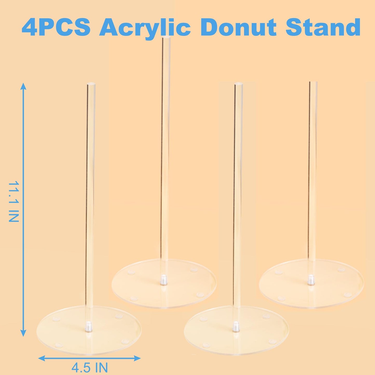 HENABLE 4PCS Acrylic Donut Display Stand Tower - Dessert Table Holder for Donuts, Bagels & Doughnuts - Perfect for Parties, Christmas, Birthday & New Year