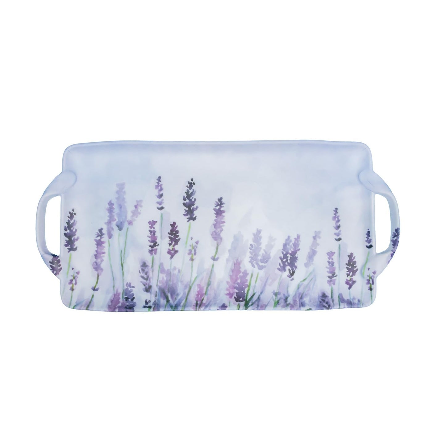 Boston International Decorative Melamine Serving Tray with Handles, Large 18" x 8.75", Lavender