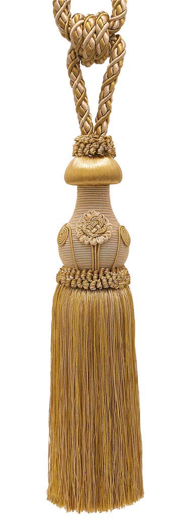 Exquisite Hand Crafted Curtain & Drapery Tassel Tieback, Tassel Length 12" (30.5cm), 32" Spread (81cm) (Style# TBBL1) #8633 (Beige Gold, Dark Gold, Tan Beige) Individually Sold