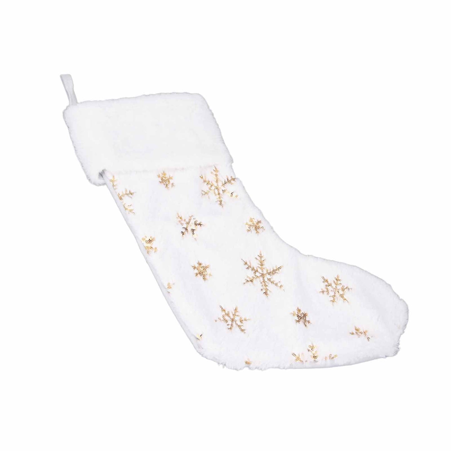 Pongnas Christmas Stocking with Gold Sequins & Snowflake Embroidery Oversized Holiday Ornament for Fireplace,Family Xmas Decor