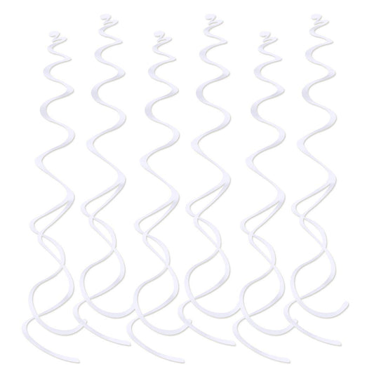 Lowki Hanging Spiral Swirl Decorations, Ceiling Decoration for Birthday,Graduation, Holiday Celebration Supplies Supper Longer 74cm/Pcs with Hook &Hem Decorative Hole -12 Pcs(White)