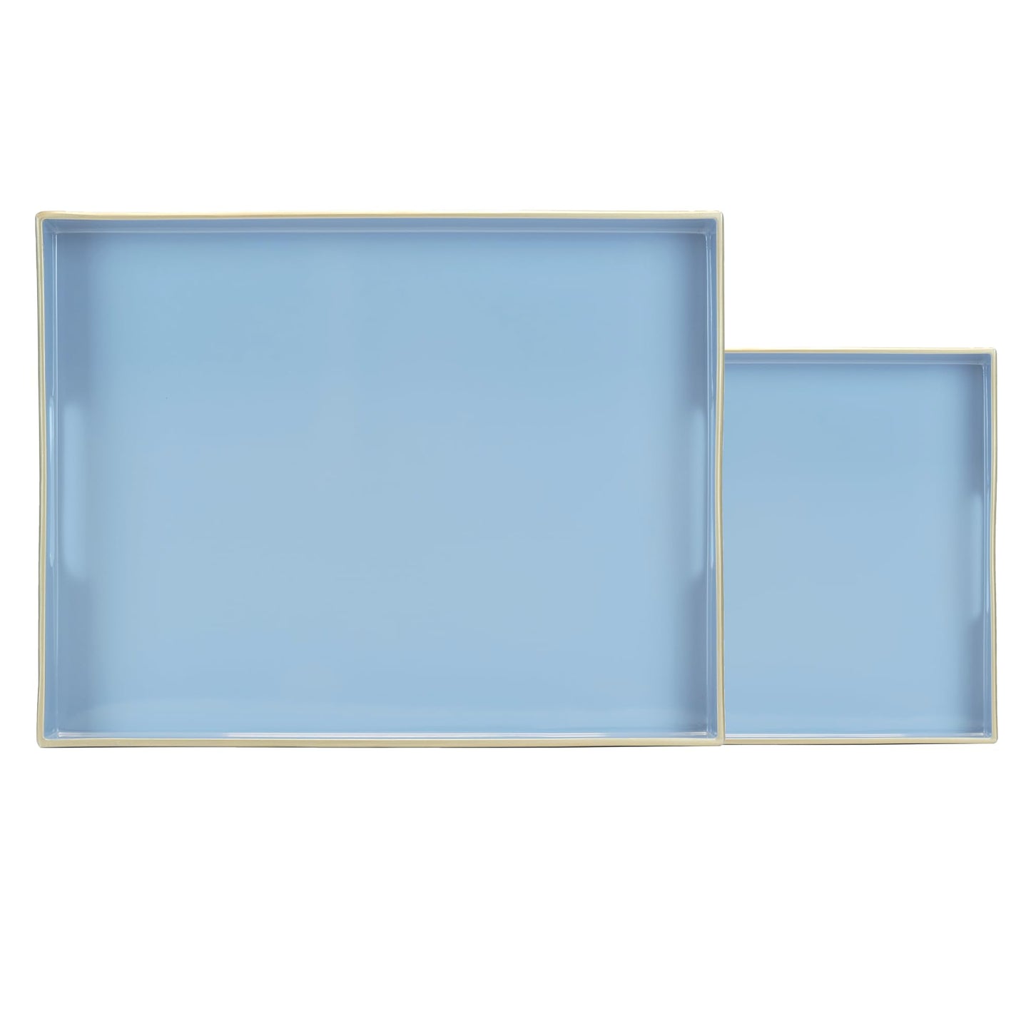 Serving Trays Set of 2, Decorative Plastic Serving Trays with Handles, Party Tray for Food, Coffee Table, Ottoman, Bathroom, and Living Room (Blue)