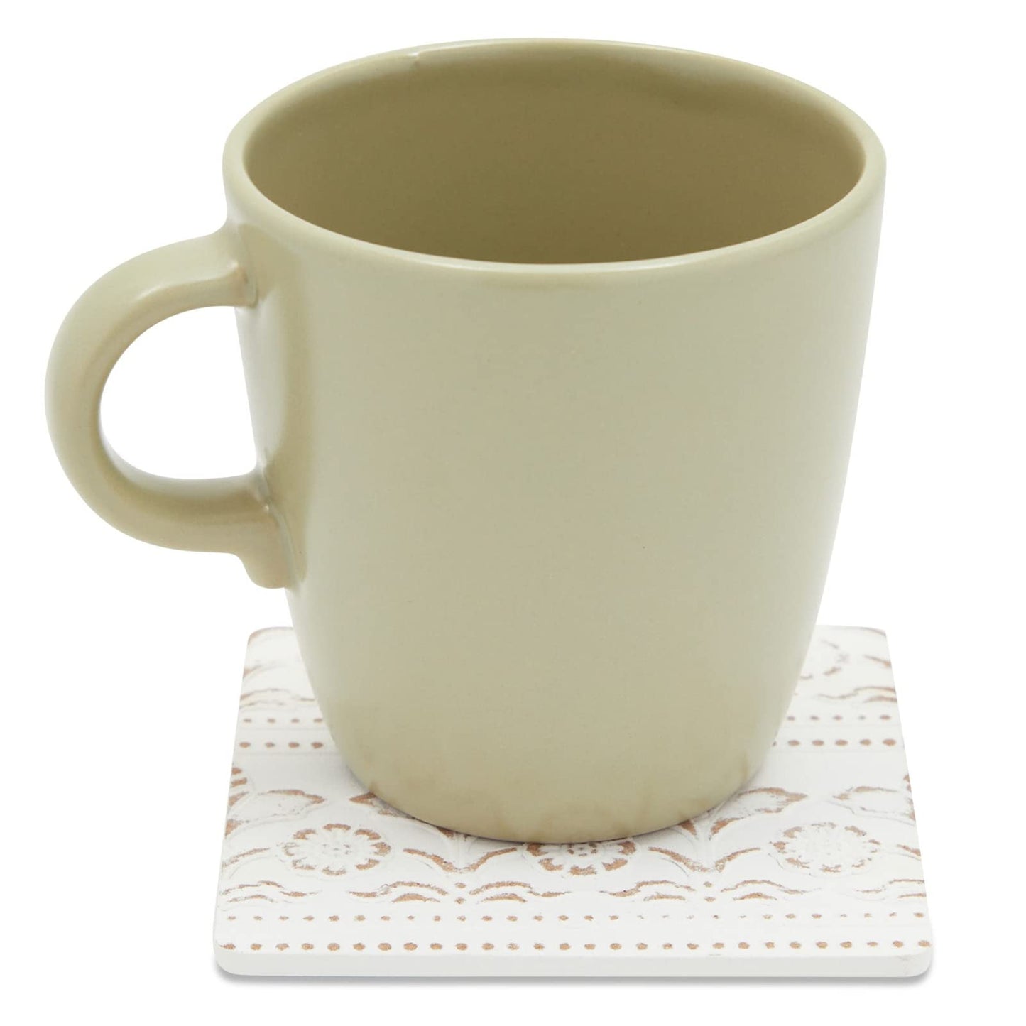 Juvale Wooden Coasters Set of 6-3.8 in, White, Square, Farmhouse Style - Coaster Holder for Coffee Table & Bar Decor - Kitchen & Living Room Decor