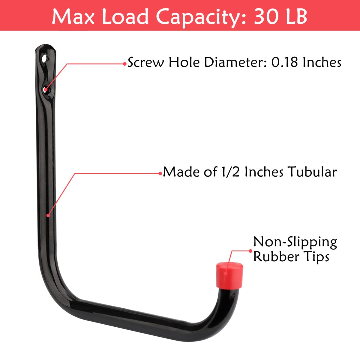 Naikozmo 8 Pack Heavy Duty Garage Storage Utility Hooks, 6.7Inch Wall Hangers Ladder Hooks for Garden Tool, Bike, Chair, Hose, Outdoor or Indoor 6.7 x 6.7 x 0.5 inches