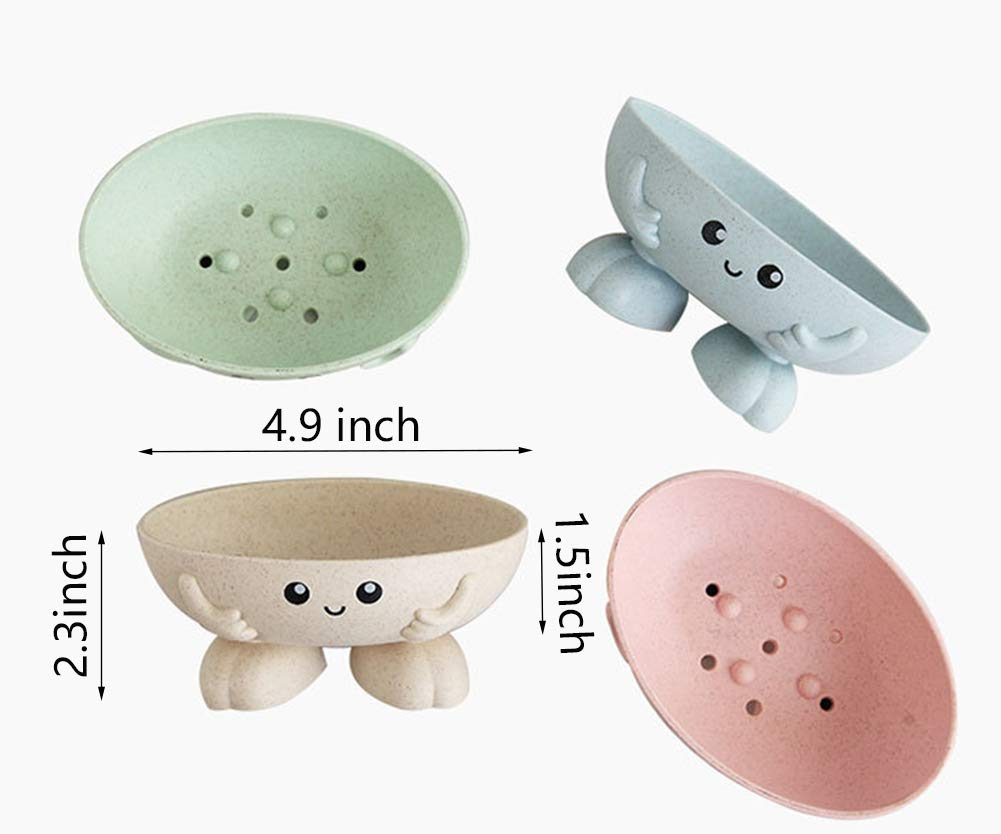 Soap Holder, Cartoon Lovely Soap Box for Bathroom and Kitchen Bathtub Sink Anti-Slip Design Soap Case Cute Soap Dish (Green)