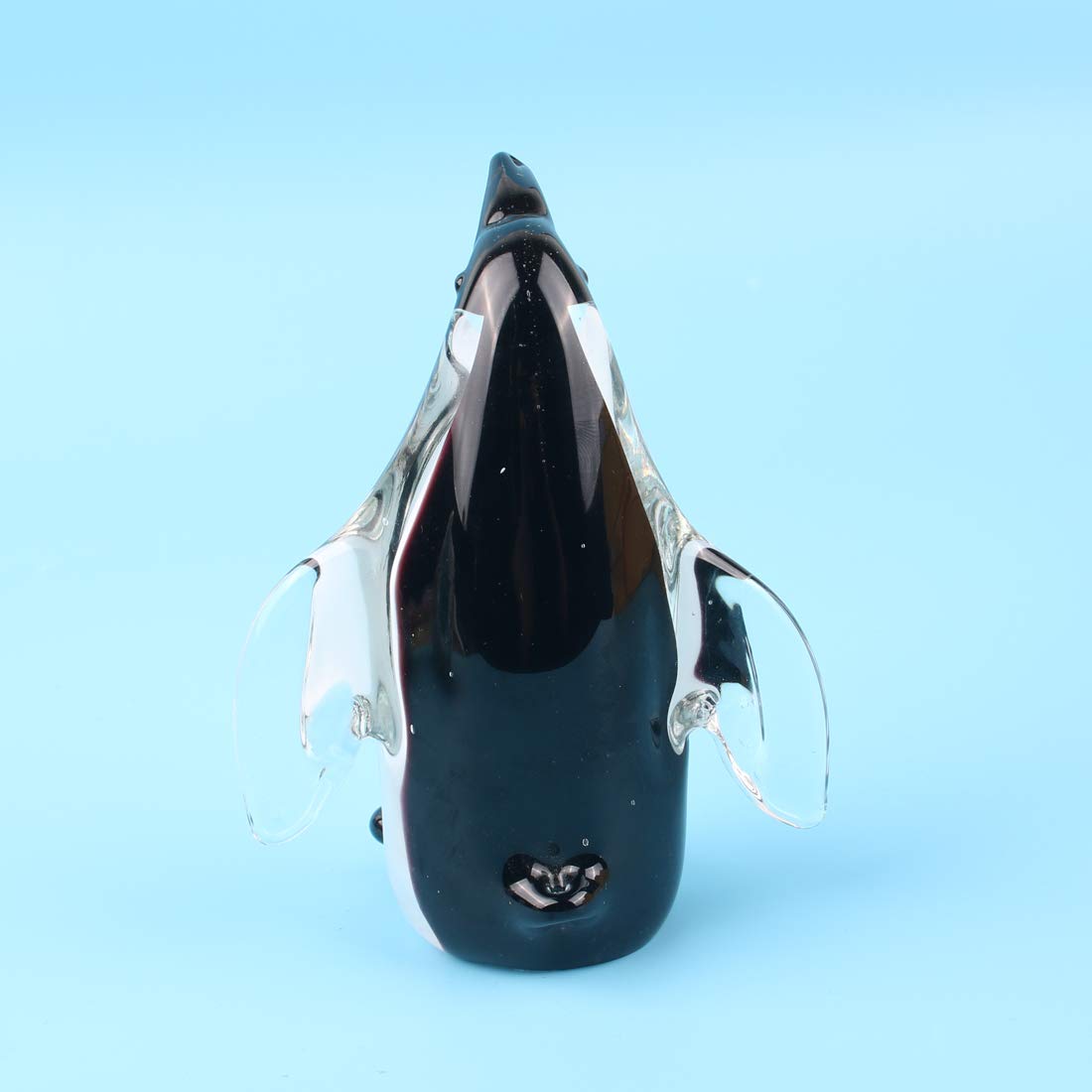 Quligeta Hophen Glass Penguin Figurine Handmade Blown Art Crystal Penguin Sculpture Animal Statue Collectable Desk Decoration Ornaments (White and Black)