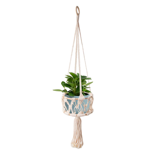 RXMORI Macrame Hanging Basket,Space Saving Hanging Fruit Basket for Kitchen,Decorative Boho Decor Hanging Plant Holder for living rooms,Indoor Plants Organizer Holder (layer)