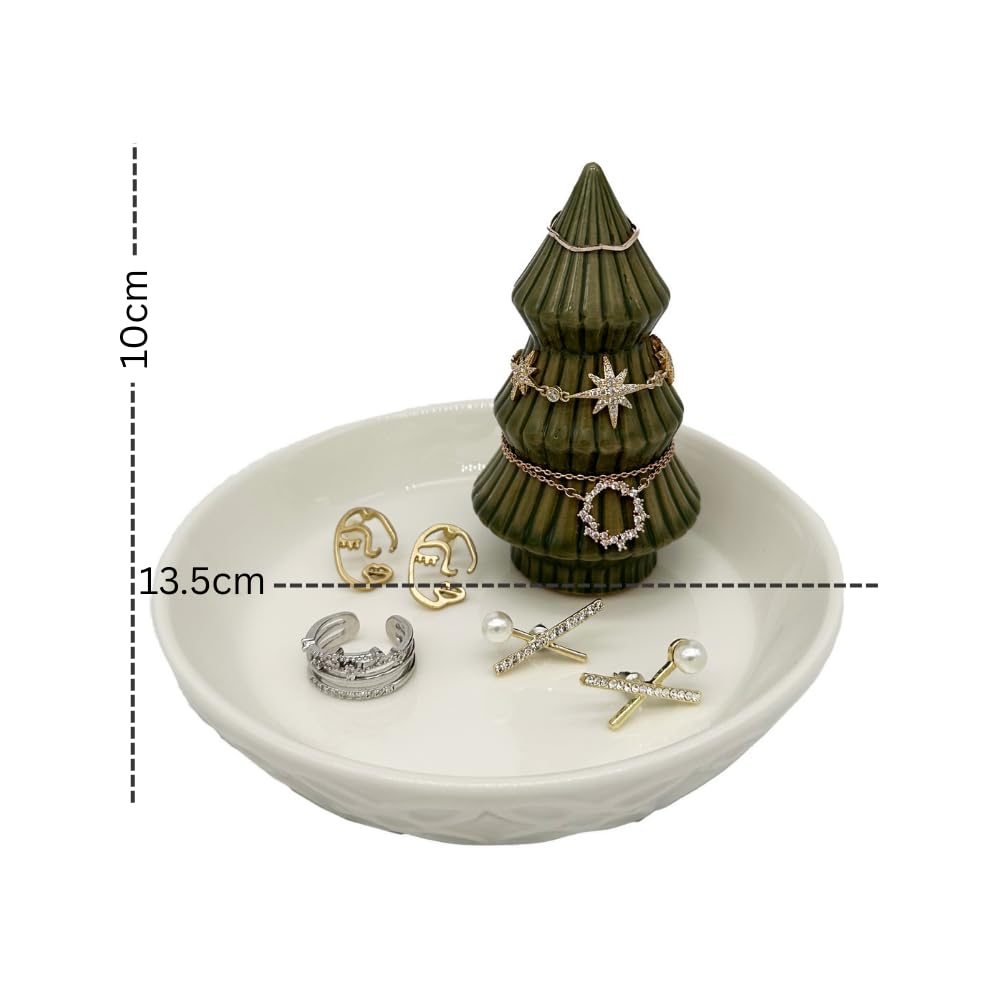 mono living Moss Green Christmas Tree Ring Dish - Ceramic Jewelry Holder for Kitchen Sink or Vanity - Aesthetic Sage Green Room Decor, Holiday Xmas Tree Trinket Tray, Christmas Gifts for Women
