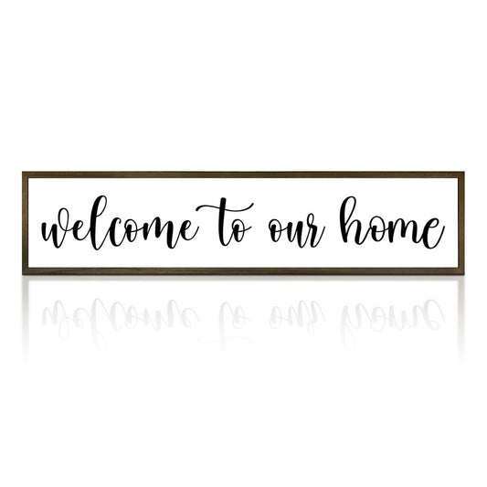 Welcome Sign, Home Wall Decor Wood Framed, Wooden Box Sign Desk Décor, Freestanding Table or Desk Decor, Wall Art for Entryway, Front Door, Porch, Living Room, Welcome To Our Home Signs