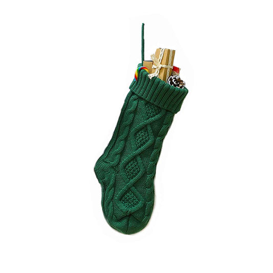 Meiosuns Christmas Stockings Cable Knit Stocking Christmas Decorations Goodie Bags Gift Fireplace Xmas Tree Stocking Ornaments for Holiday Family Friends (Green, Length 18",Pack of 1)