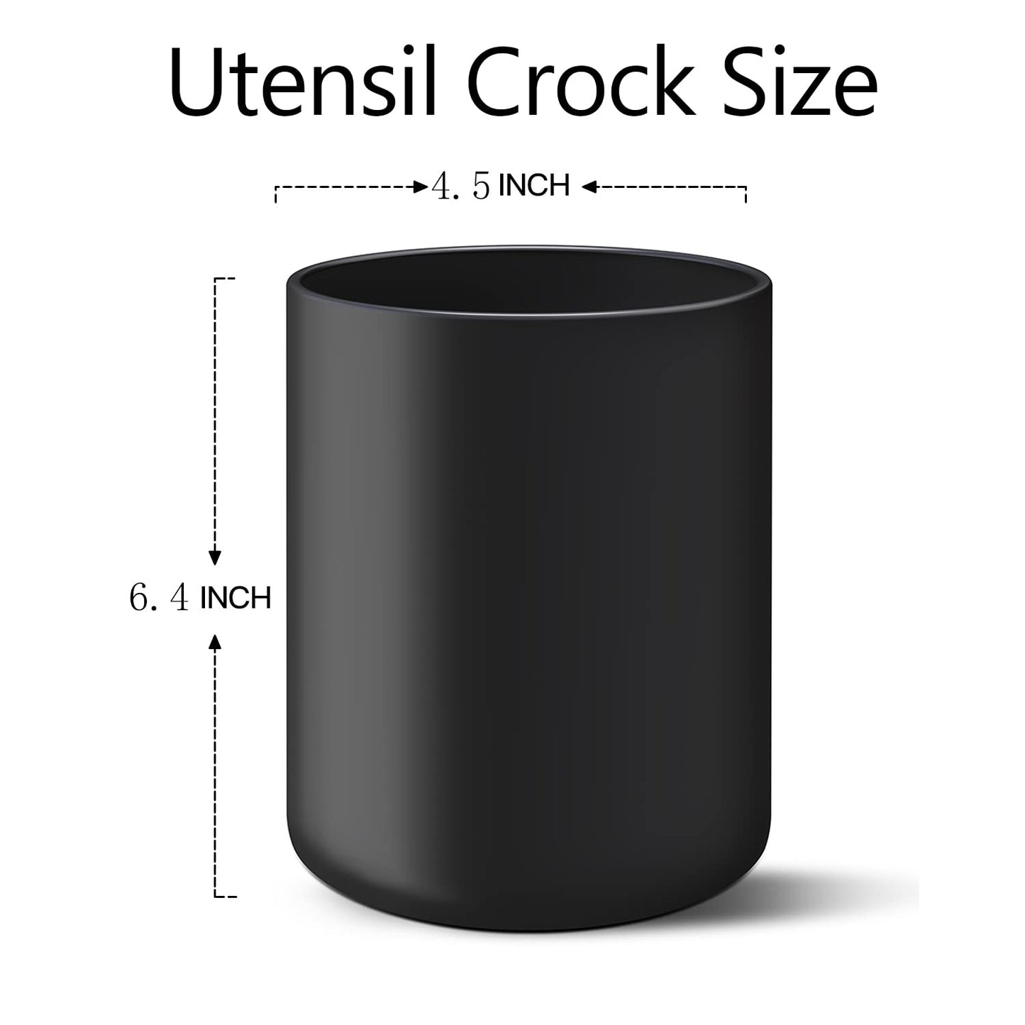 LATCHHOOK Black Kitchen Utensil Holder for Countertop, Matte Ceramic Cooking Utensil Crock for Counter Easy to Clean, Modern Spatula Holder for Farmhouse Décor 4.5×6.4 INCH
