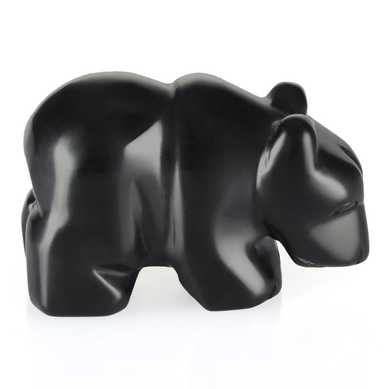 Bosfante 2" Obsidian Crooked Mouth Bear Statue for Strength,Bear Figurine for Courage,Bear Decor for Homes&Offices