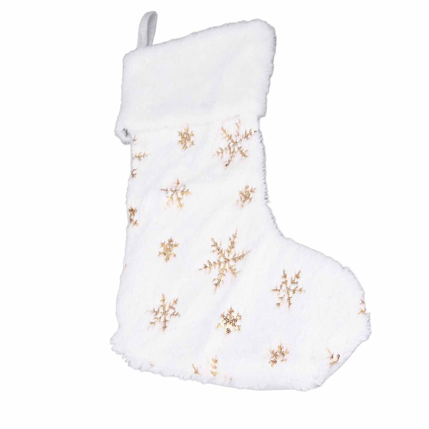 Pongnas Christmas Stocking with Gold Sequins & Snowflake Embroidery Oversized Holiday Ornament for Fireplace,Family Xmas Decor