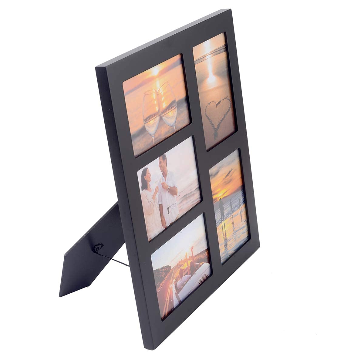 UMICAL 4x6 5-Opening Picture Frame with Shatter-Resistant Glass & Black Wood 4x6 Collage Photo Frames for 4x6 5 Pictures Display Made for Tabletop Stand and Wall Mounting
