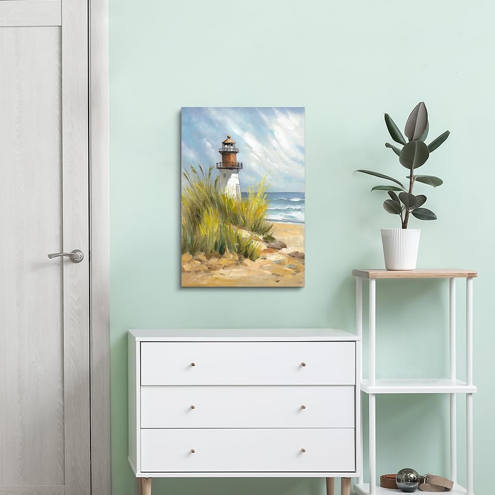 Hardy Gallery coastal wall art lighthouse pictures: beach wall decor coastal artwork nautical ocean print in beach canvas painting for bathroom 11" x 16"