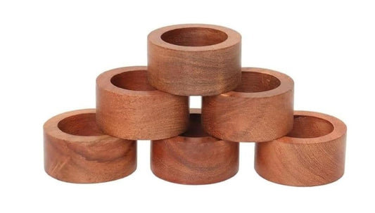 SHAFA IMPEX Classic Handmade Napkin Rings Set, Dining Table Holders for Everyday, Holiday, Christmas, Thanksgiving, Farmhouse Decor (Acacia Wood, Set of 12)
