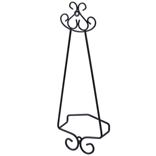 MyGift Set of 2 Vertical Hanging Collectible Plate Holders, Wall Mounted Matte Black Metal Wire Vintage Scrollwork Display Racks, Holds 8 to 11 Inch Plates