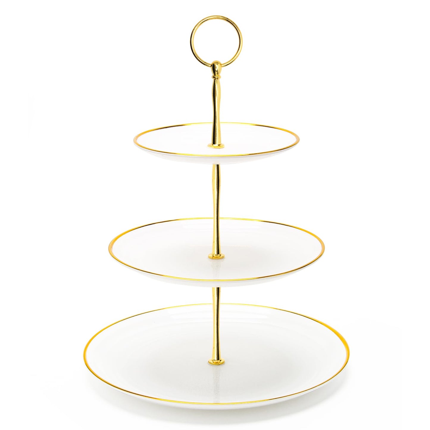 Coitak 3 Tier Cupcake Stand, Plastic Tiered Serving Stand, Dessert Tower Tray for Tea Party, Birthday and Wedding (Round-gold edge)