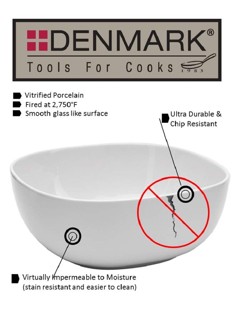 Denmark White Porcelain Chip Resistant Scratch Resistant Commercial Grade Serveware, 3 Piece Serving Bowl Set