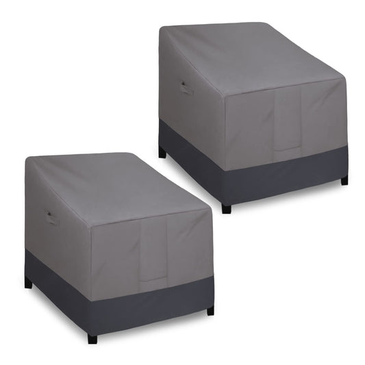 Easy-Going Outdoor Chair Cover Waterproof, Heavy Duty Patio Chair Cover, Windproof Outdoor Furniture Cover with Air Vent (2 Pack-33.5Wx31.5Dx36H inch, Gray/Dark Gray)