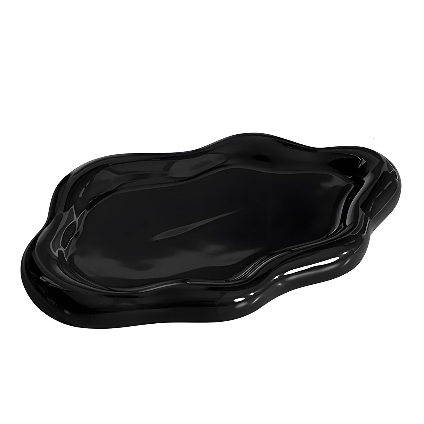 Ceramic Jewellery Dish Trinket Dish Jewelry Tray Cloud Shape Tray Perfume Tray Rings/Earrings/Bracelets/Watch/Keys Tray for Valentine's Day//Mother's Day/Birthday Gift (Black)