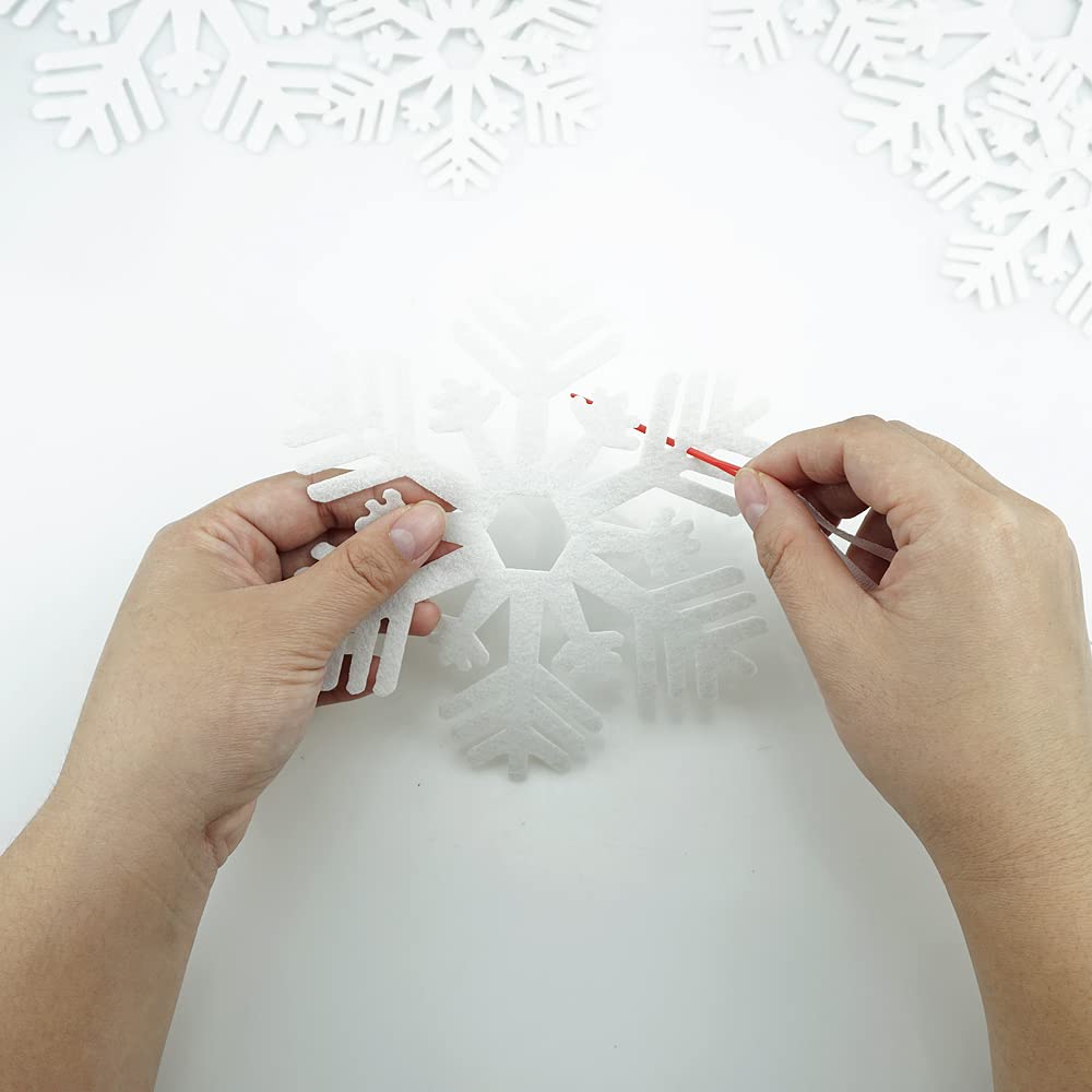 FAZHBARY 2 Pack White Felt Snowflake Garland Banner Winter Garland Snow Banner Christmas Winter Themed Party Decorations Supplies