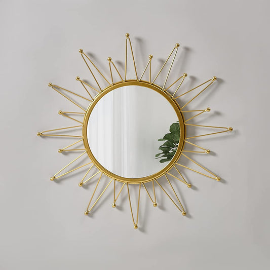 KKTAPOS Gold Mirrors for Wall - Metal Sunburst Wall Mirror Room Decor & Home Decor, Boho Mirror Wall Decor Gifts for Women & Moms (Small, Sunshine)