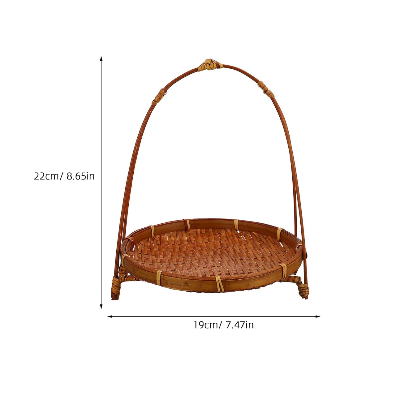 LABRIMP Bamboo Woven Basket with Handle 8.66X7.48X7.48In Rustic Snack Stand Fruit Dessert Organizer for Kitchen Countertop Storage and Party Display