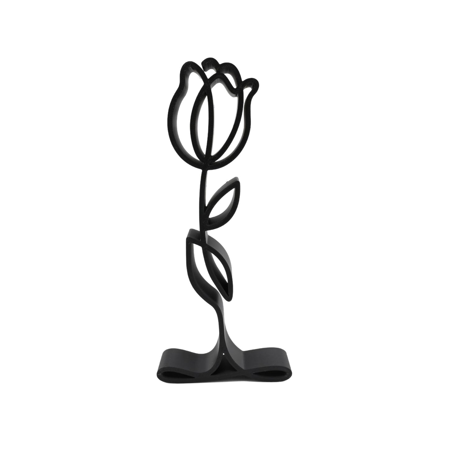 Nexus Box Rose Sculpture â€“ Minimalist Decorative Figurine for Home, Shelf, and Gift Use | Freestanding Collectible Accent for All Occasions (Rose Bud Matte Black)