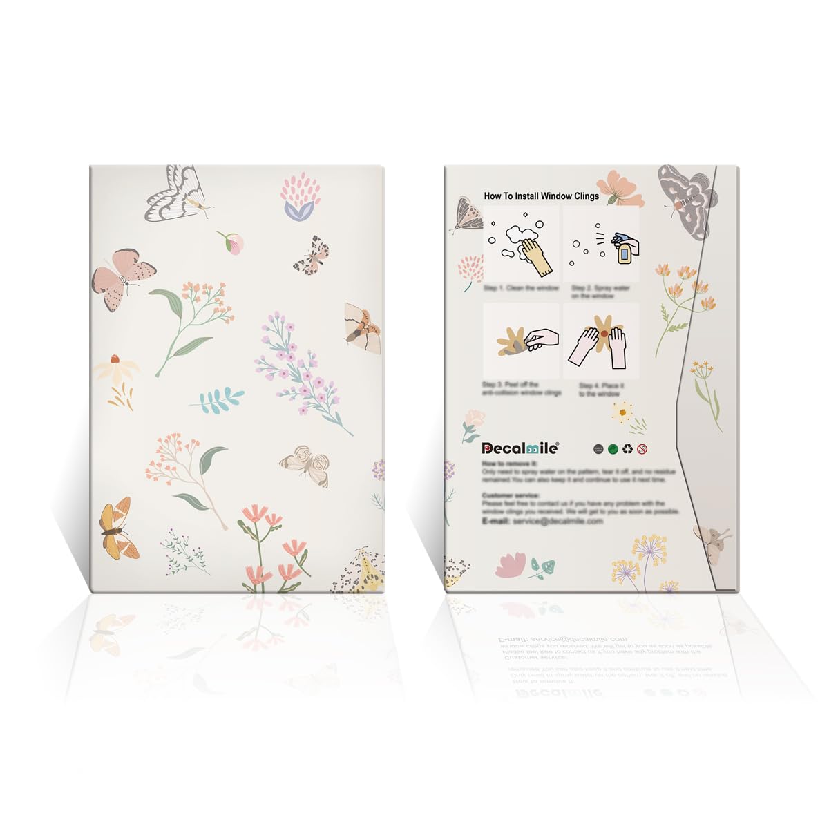 decalmile Spring Summer Hanging Green Vine Window Clings Double Sided Birds Tree Leaves Window Decals Anti-Collision Doors Glass Stickers