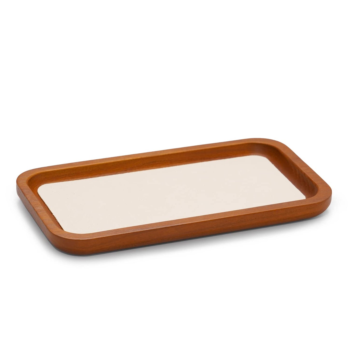 Oirlv Solid Wood Jewelry Display Tray Small Jewelry Tray Rings Earrings Bracelets Necklace Holder Organizer (Rectangle, Creamy-white)