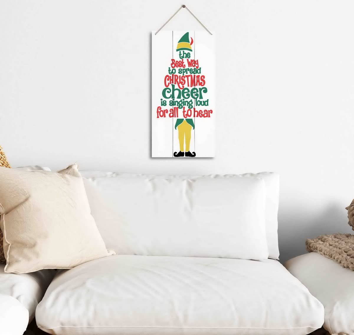 The Best Way To Spread Christmas Cheer, Winter Seasonal Wall Art Hanging Wooden Sign Merry Xmas Holiday Decorations for Home Outside Indoor