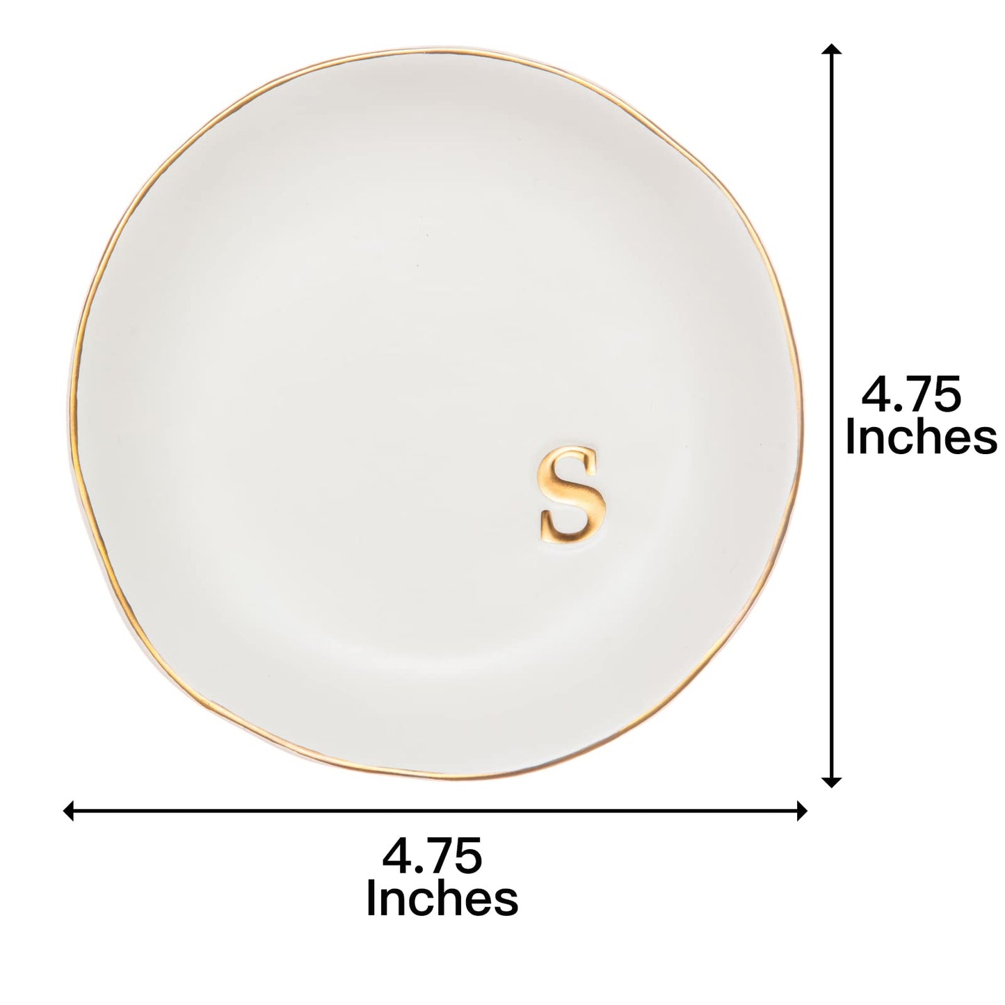 COLLECTIVE HOME - Ceramic Jewelry Tray, Decorative Trinket Dish for Rings Earrings Necklaces Bracelet Watch Keys, Birthday Mother's Day Christmas Gift for Women, 4.75", White Surface (S)