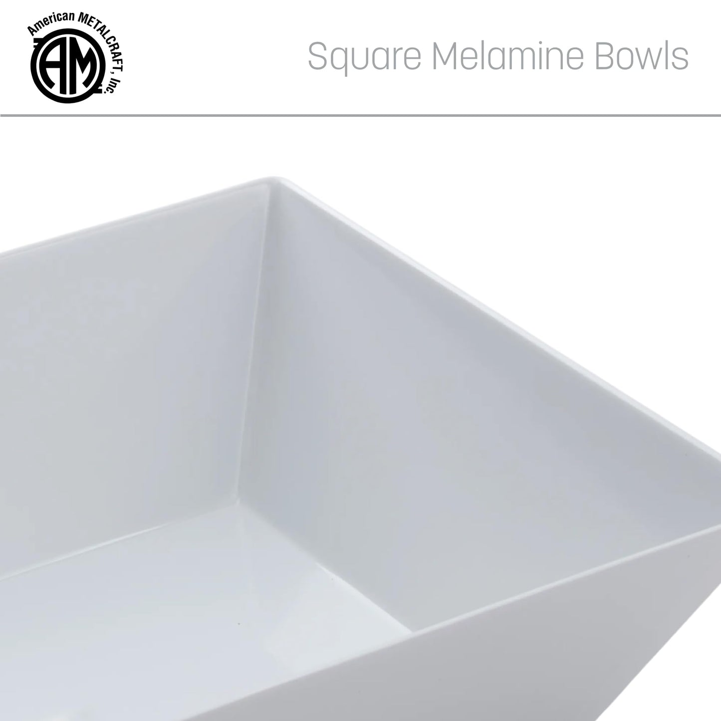 American Metalcraft MELSQ117 Endurance Melamine 12" Square Bowl, 208-Ounce, White
