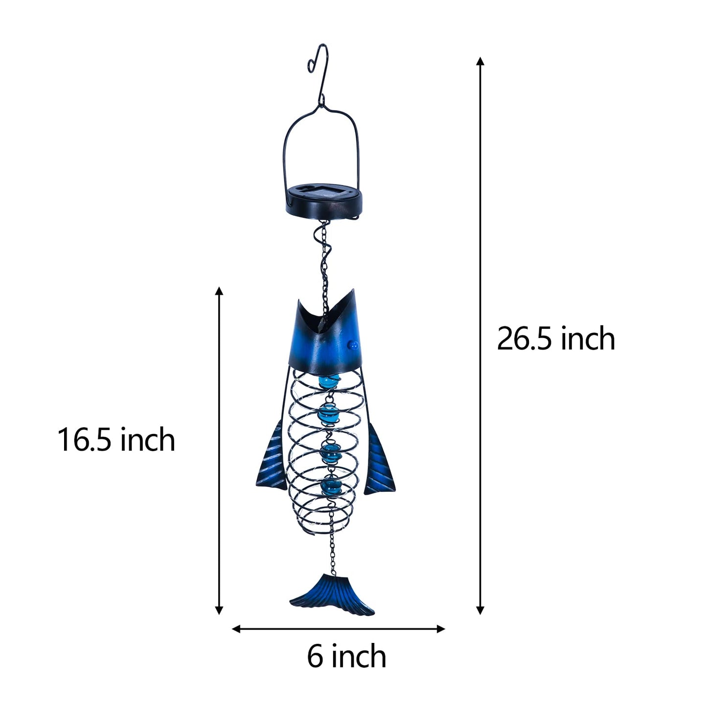 HONGLAND Patio Deals Solar Lanterns Outdoor Waterproof, Fish Lantern Lights, Metal Hanging Garden Decor for Patio & Yard, Gifts for Fishermen, Warm White LED Home Decoration