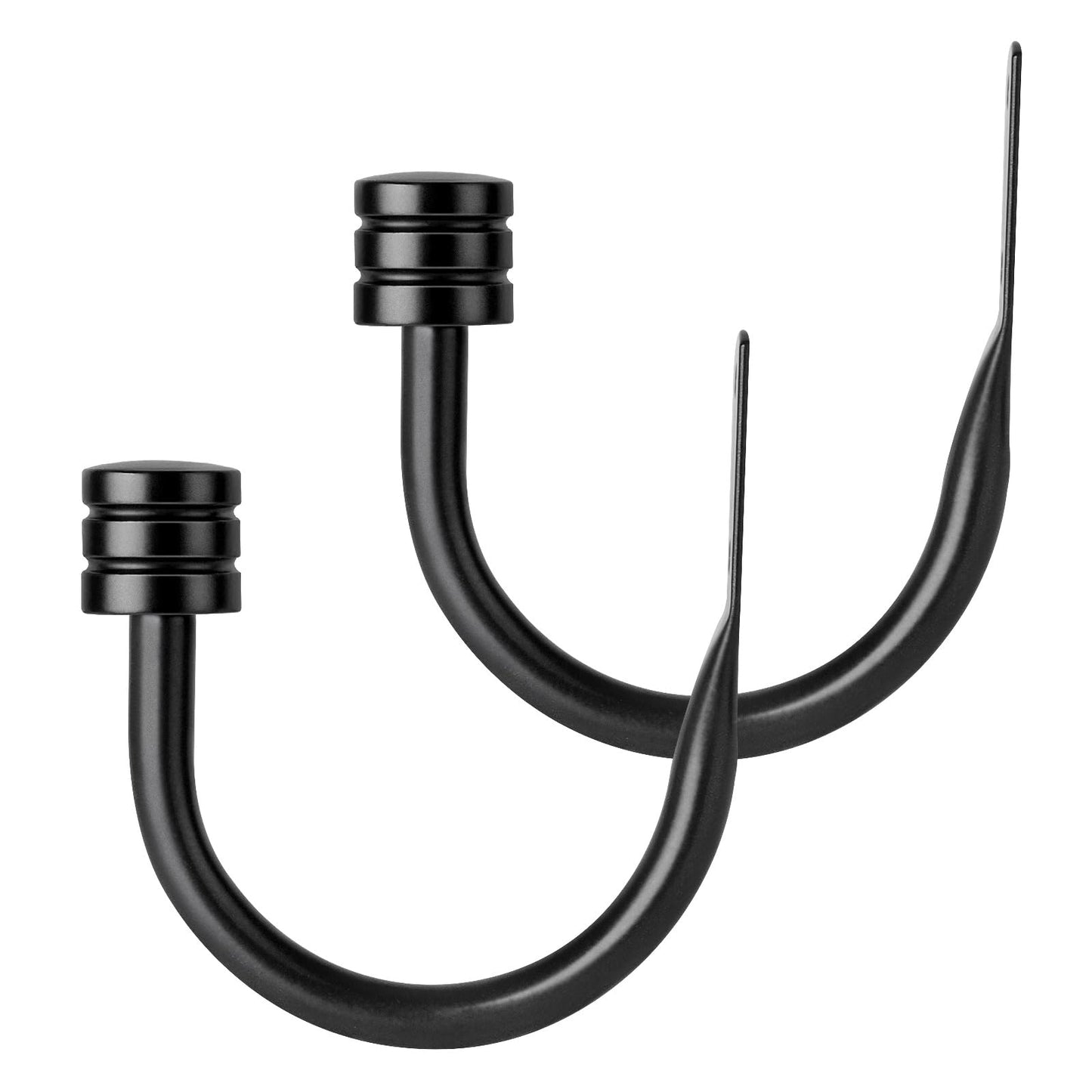 TONIAL Curtain Holdbacks, Home Decor Curtain Tiebacks Wall Mounted with Small Classic Cap Finials, Black Curtain Hooks for Drapes (1 Pair/2 Pack)