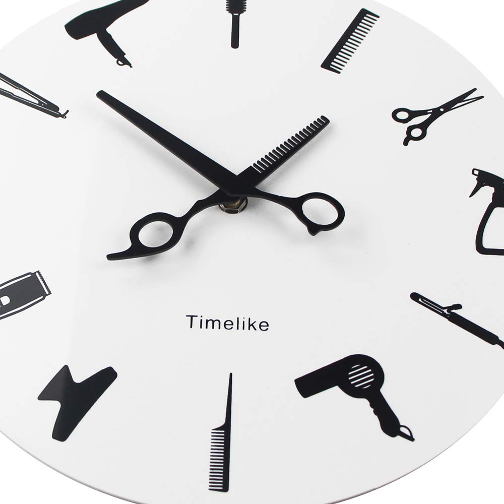 Timelike Barber Equiment Tools Wall Clock Modern Design Barber Shop Business Sign Wall Watch Beauty Hair Salon Clock Hairdresser Gift