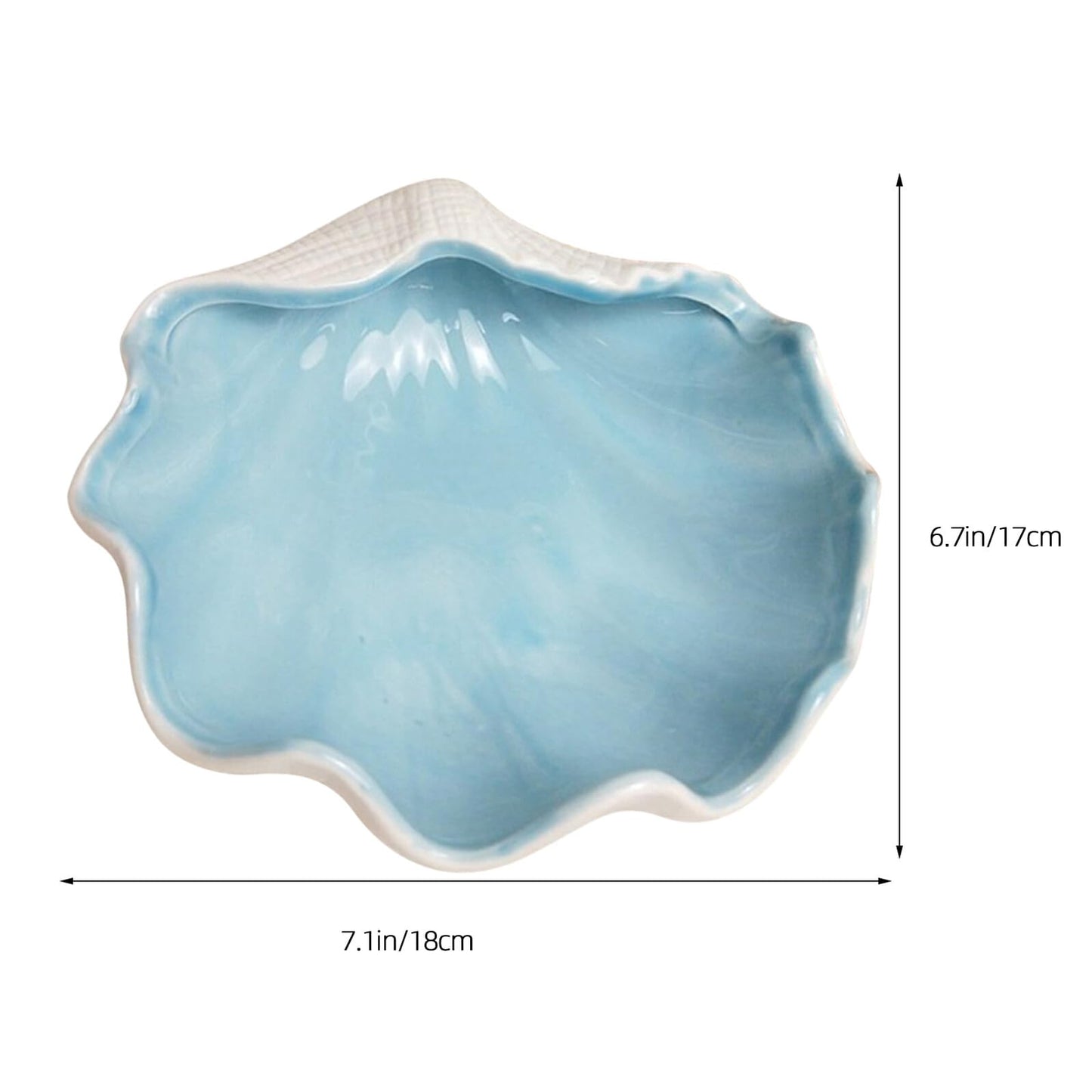 Garneck Shell Shape Jewelry Dish Tray - Ceramic Shell Candy Server Bowl - Multifunction Seashell Decor Bowl for Home Organising Jewellery, Holding Food (Bule)