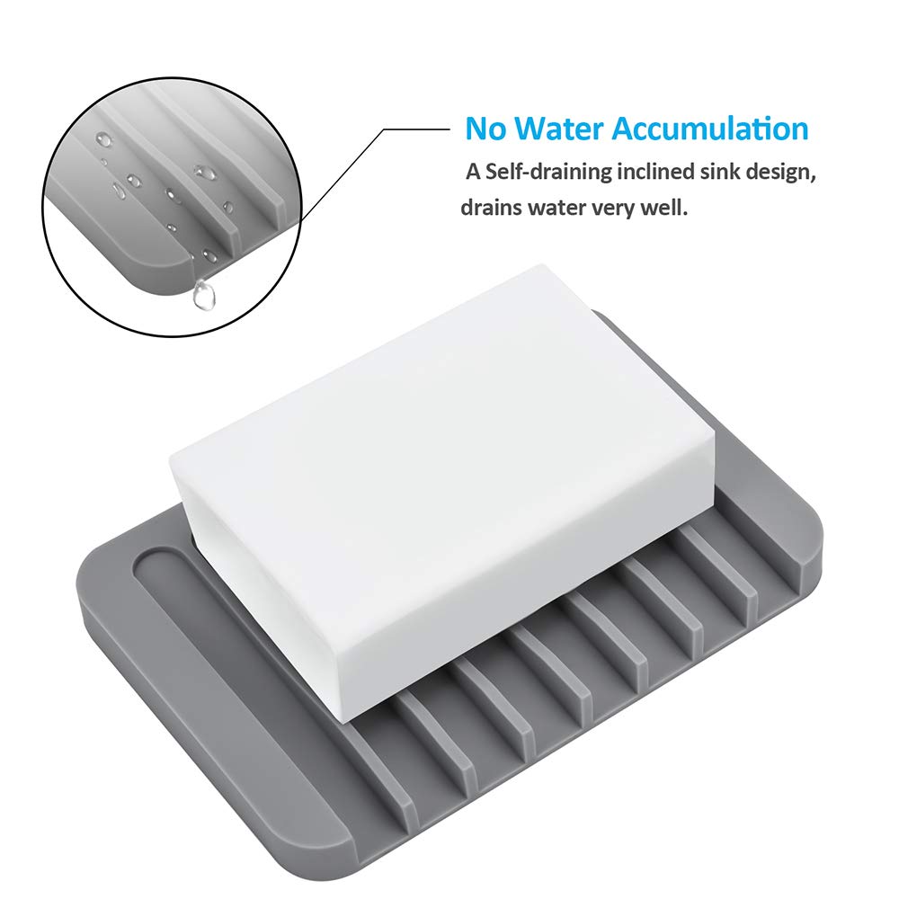 Mcyye Self Draining Soap Dishes, Premium Silicone Soap Holder & Saver for Shower, Bathroom, Kitchen, Bath Tub, Razor, Sponges, Drains Water Very Well, Can Extend Soap Life, Easy Clean