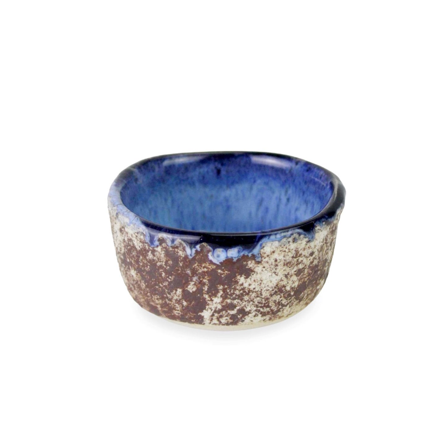roro 1.5 Inch Handmade Ceramic Pinch Bowls Set of 6, Rustic Coral Reactive Blue