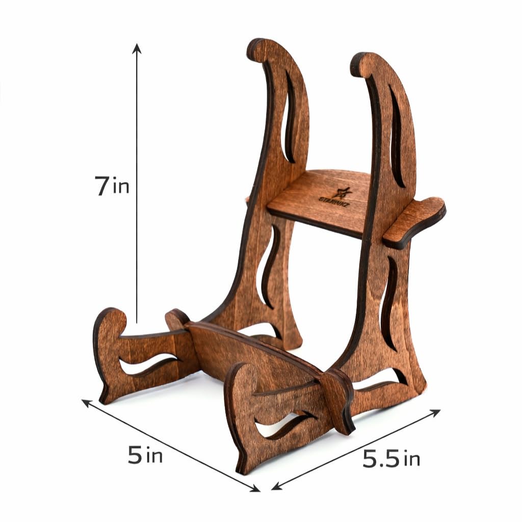 STARINKZ Wooden Display Stand – Handcrafted Multifunctional Wooden Holder for Cookbooks, Tablets, iPad, Books, Decorative Plates, Art Displays & Home Décor – Desktop & Countertop Stand (1)