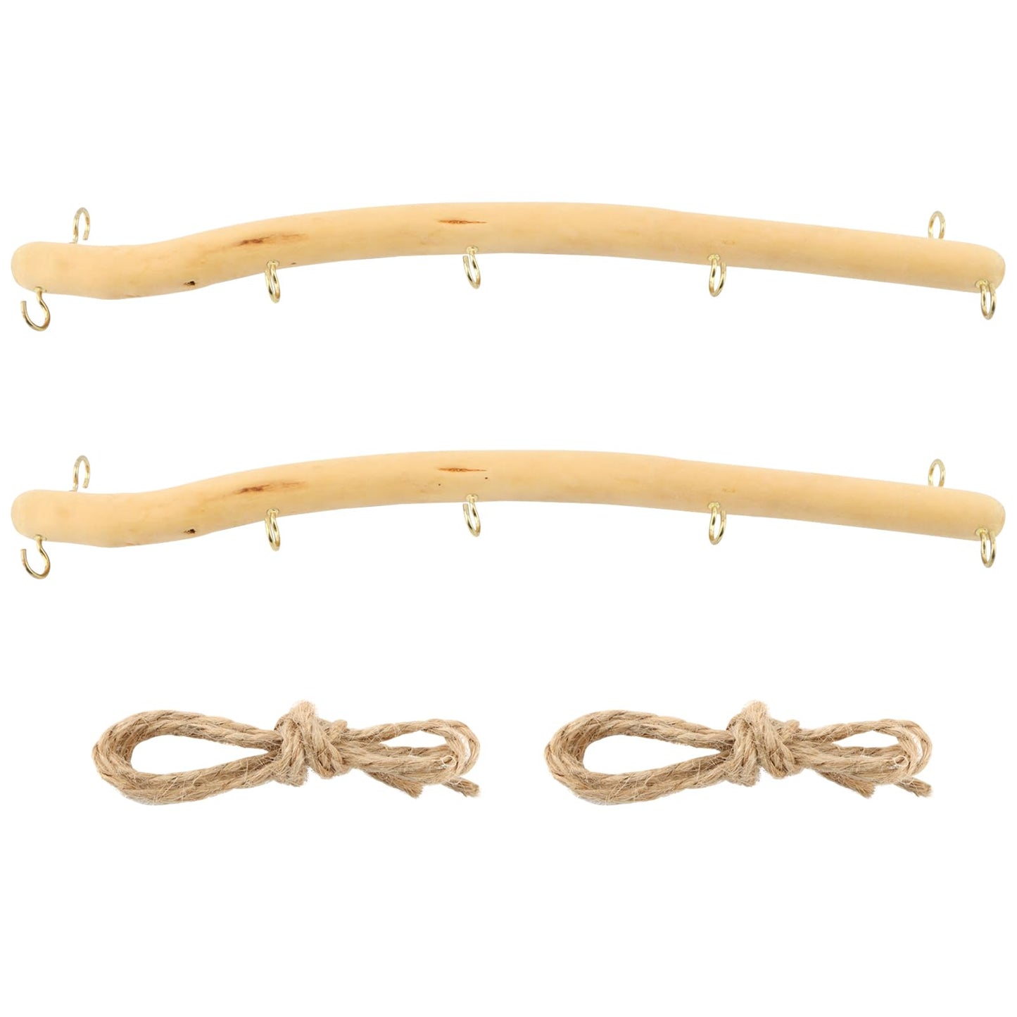 Saycker 2Pcs 15 Inch Driftwood Wall Hanging Jewelry Hanger, Rustic Branch Hanger Rack with 5 Hooks for Small Item Key(Wood color)