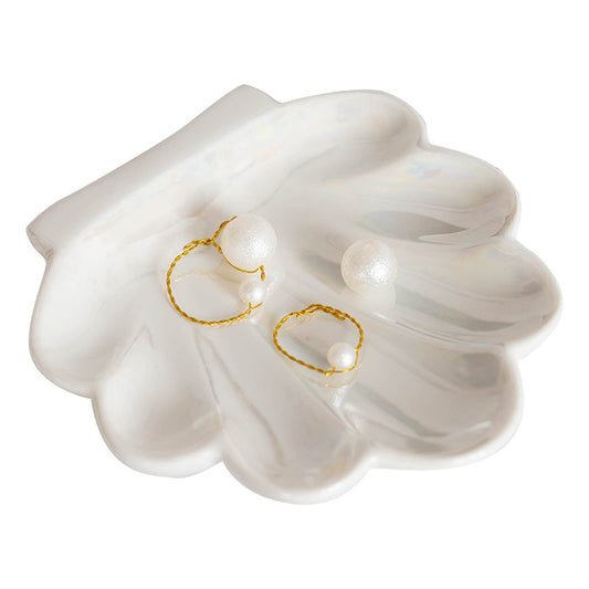 TIGERMILLION Shell Trinket Dish, Ceramic Ring Holder/Jewelry Tray, Cute Organizer Plate Vanity Decorations Accessories for Home Décor Bathroom Valentine's Christmas Birthday Mothers Day Gift for Women