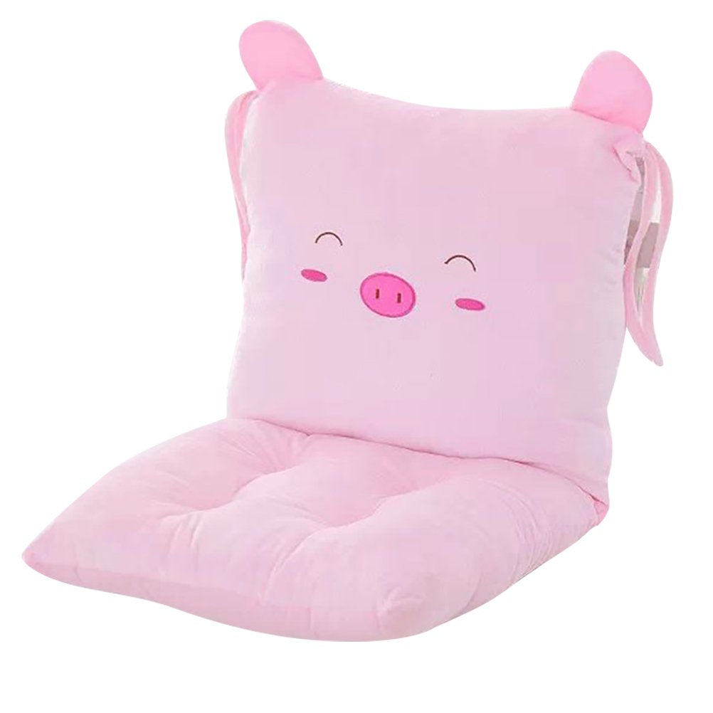 ChezMax Chair Cushion Plush Seat Cushion Back Cushion with Ties, Detachable Thickened Desk Chair Pads, Cartoon Waist Pillow Cushion Decor for Chair Car Office Patio Wheelchair, Cartoon Pig