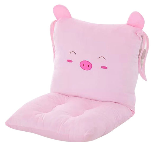ChezMax Chair Cushion Plush Seat Cushion Back Cushion with Ties, Detachable Thickened Desk Chair Pads, Cartoon Waist Pillow Cushion Decor for Chair Car Office Patio Wheelchair, Cartoon Pig