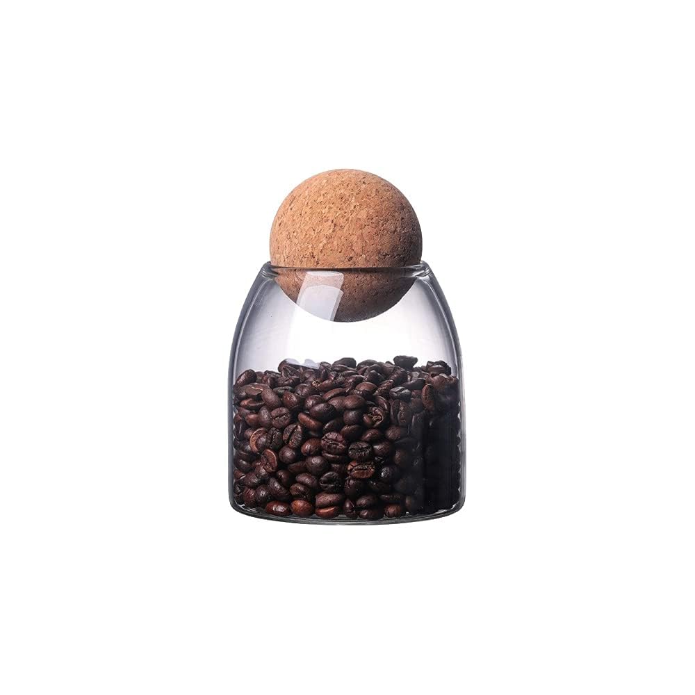 La Llareta Glass Food Storage Canister, 550ml/19oz Storage Container with Ball Cork, Clear Glass Storage Jar, Sealed Container Canister, for Spices, Sugar, Coffee, Biscuits, Candies
