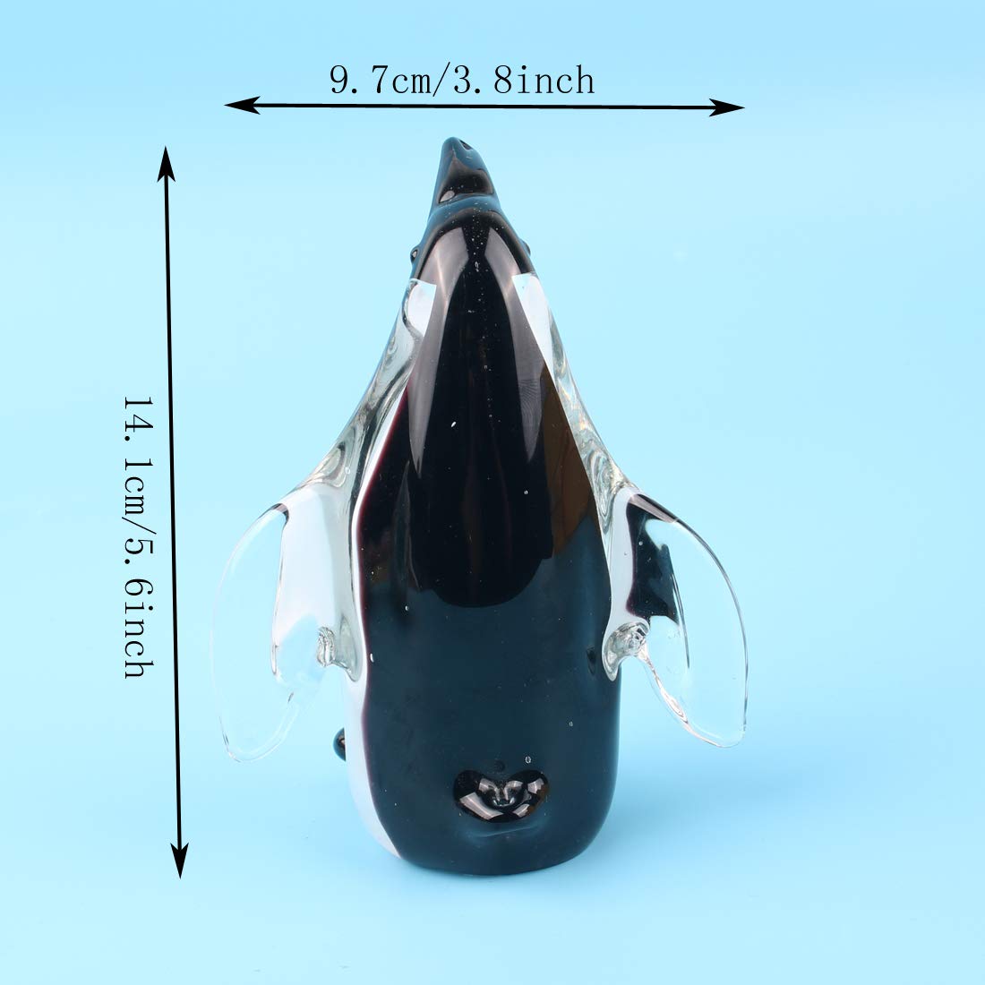 Quligeta Hophen Glass Penguin Figurine Handmade Blown Art Crystal Penguin Sculpture Animal Statue Collectable Desk Decoration Ornaments (White and Black)