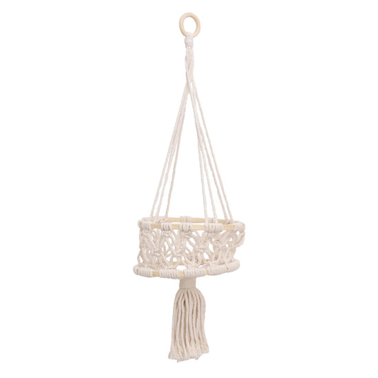 Cabilock Handwoven Cotton Rope Plant Hanging Holder Single Indoor Basket Decor for Wall Ornament Woven Rope Flower Pot for Home and Wedding Decoration