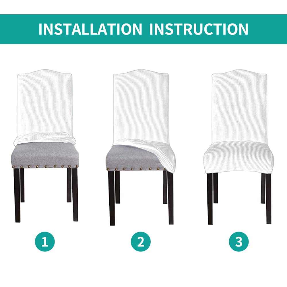 Numland 1 Pack Vertical Geometric Mosaic Dining Room Chair Covers Luxurious Classic Ornament Style Short Stretchable Polyester Removable Washable for home Restaurant Banquet
