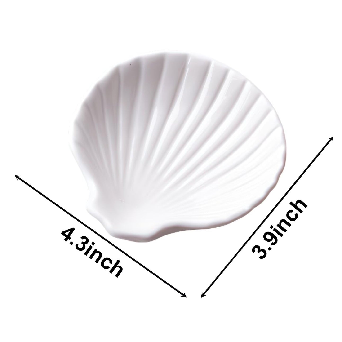 Koyzsen 3.9" Shell-Shaped Ceramic Ring Dish - White Iridescent Surface Jewelry Tray, Decorative Trinket Organizer for Rings, Earrings, Necklaces & Keys - Ideal for Mom, Friend, Sister